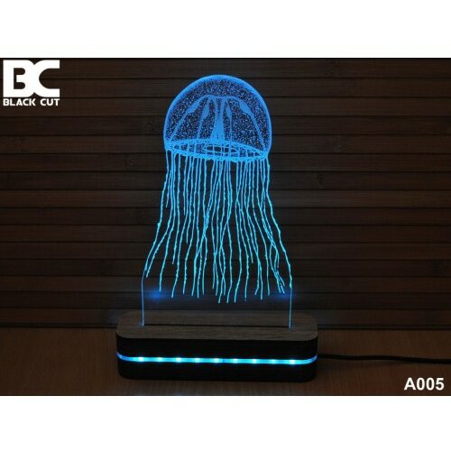 Black Cut 3D lampa meduza zelena Slike