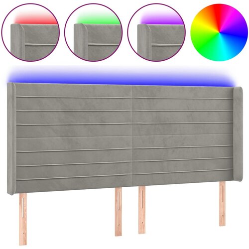 VidaXL LED posteljno vzglavje svetlo sivo 203x16x118/128 cm žamet, (20953488) Slike