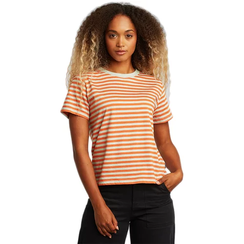 DEDICATED T-shirt Mysen Stripes Orange