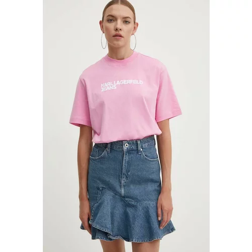 KARL LAGERFELD JEANS Pamučna majica za žene, boja: ružičasta