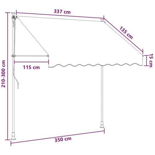  Ručno sklopiva tenda Bež 350 cm - Bež 350 cm Bijeli okvir Slike