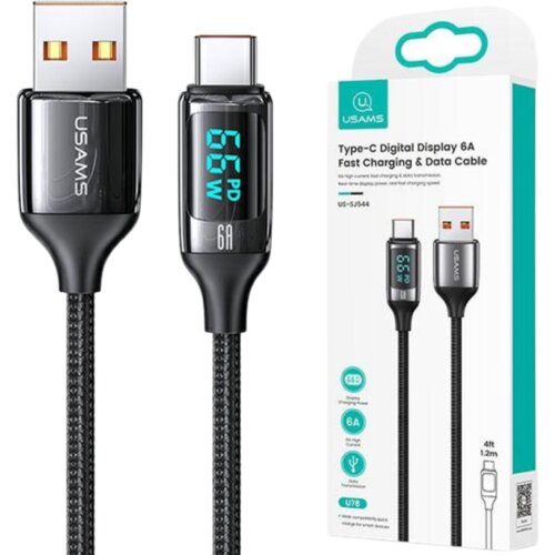 Usams PLETENI USB-C KABEL 1.2M 6A HITRO POLNJENJE ZA TELEFON ČRN, (21980466) Cene