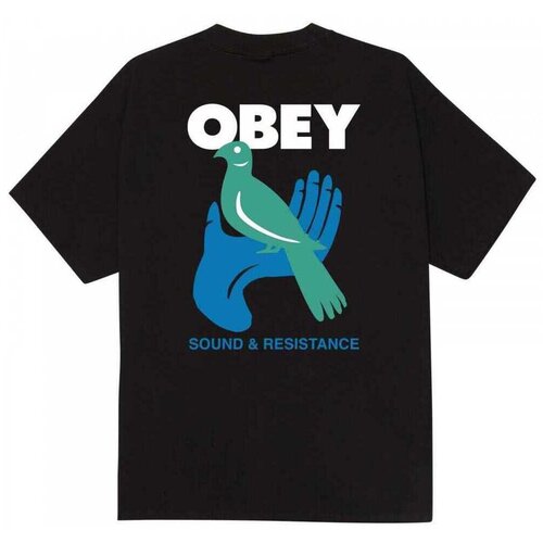 Obey Majice &amp;amp; Polo majice sound resistance bird Črna Slike