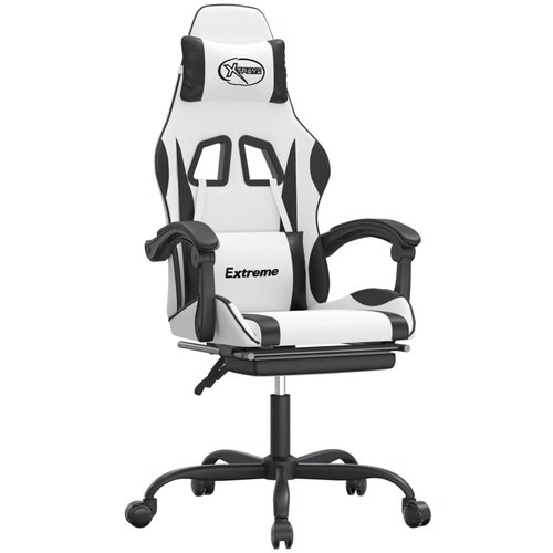 vidaXL Vrtljivi gaming stol z oporo za noge belo in črno umetno usnje, (21377549) Cene