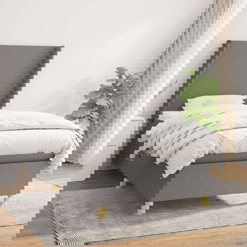  Box spring postelja z vzmetnico temno siva 100x200 cm blago, (20790832) Slike
