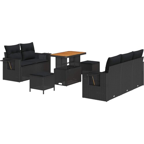  Sjedeća garnitura za vrt 8 kom. Crna poliratan 90 x 55 x 71 cm Slike