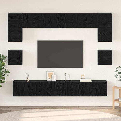  Set TV komoda 8 kom. Crni hrast Konstruirano drvo Cijene