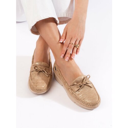 GOODIN Comfortable beige women's loafers Cene