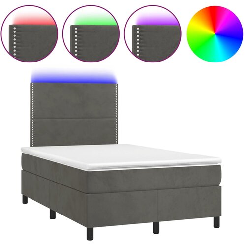 Maison Chic Box spring postelja - Vzmetna postelja z vzmetnico LED temno siva 120x190 cm žamet SL3671, (21902912) Cene