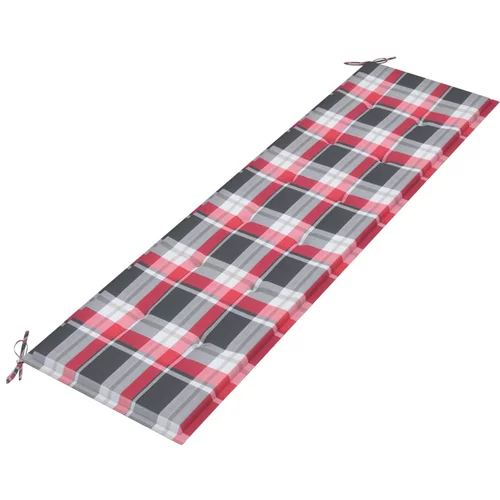 Jastuk za vrtnu klupu crveni karirani 180x50x4 cm od tkanine