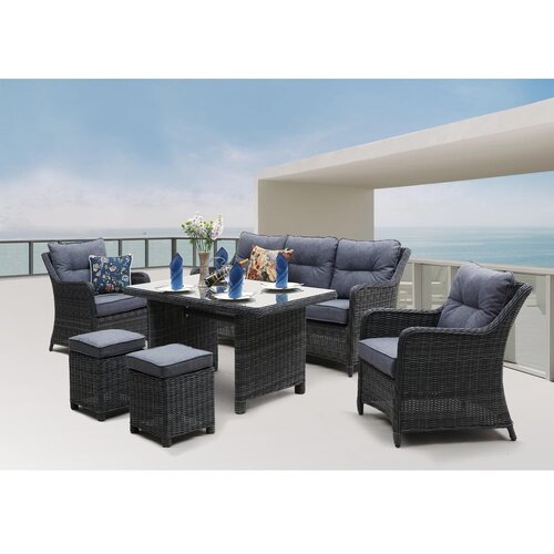 Rojaplast Sivi vrtni set od umjetnog ratana za 7 osoba San Diego - Slike