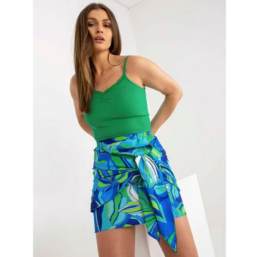 Fashion Hunters Blue and green mini pencil skirt with RUE PARIS binding