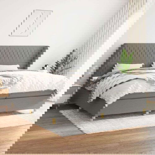  Box spring postelja z vzmetnico temno siva 200x200 cm blago, (20900478) Cene