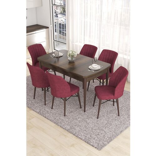 Hanah home Eva - Baroque, Burgundy BaroqueBurgundy Extendable Dining Table & Chairs Set (7 Pieces) Cene
