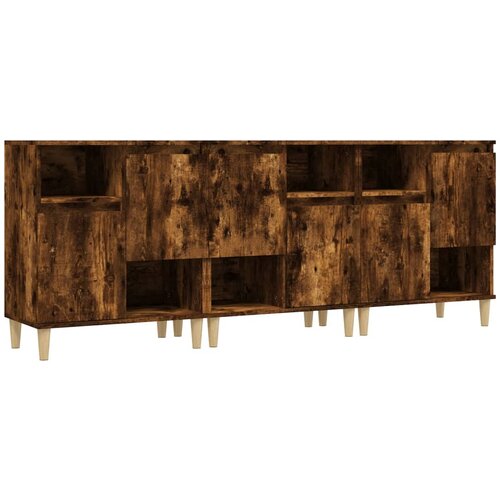 Maison Chic Komoda - Predalnik 3 kosa dimljeni hrast 60x35x70 cm inženirski les, (21719909) Cene