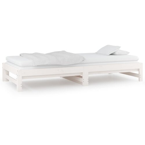  Dnevni ležaj na izvlačenje bijeli 2x(80x200)cm masivna borovina Slike
