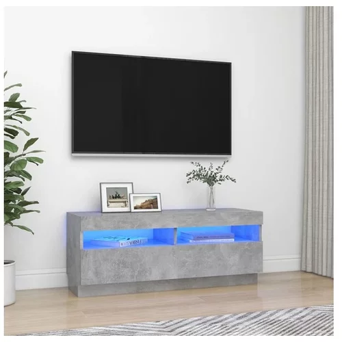  TV omarica z LED lučkami betonsko siva 100x35x40 cm