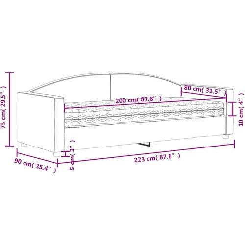 vidaXL dnevni krevet s madracem krem 80 x 200 cm od tkanine Cijene