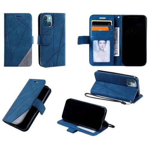 Chameleon Preklopna torbica (WLGO-Lines) za Apple iPhone 14 Plus, modra Cene