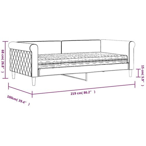 VidaXL Dnevni krevet s madracem tamno sivi 90x190 cm bar&amp;scaron;un Slike