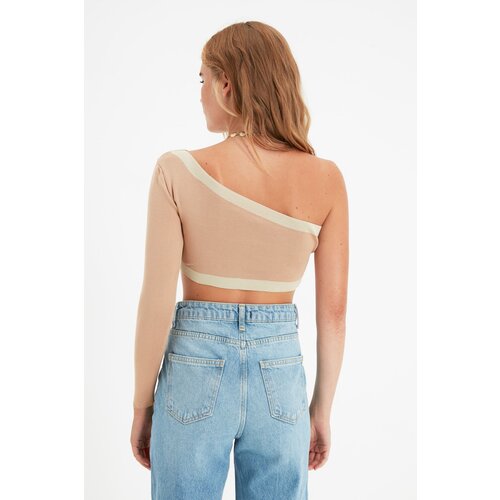 Trendyol Mink Crop One Shoulder Knitwear Blouse Cene