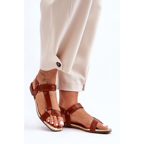 Kesi Flat women's zippered sandals Camel Lissa Cijene