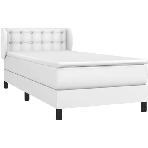 vidaXL Box spring postelja z vzmetnico bel 90x190 cm umetno usnje Cene