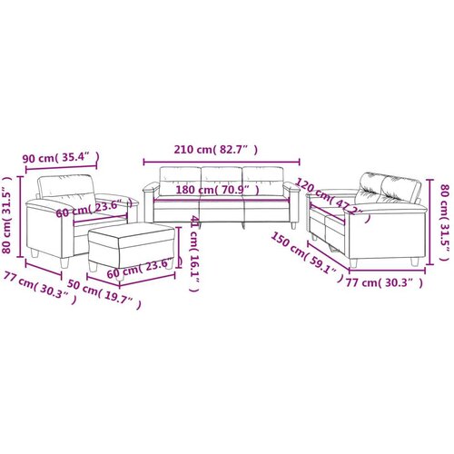  4-dijelni set sofa s jastucima svjetlosivi od mikrovlakana Slike