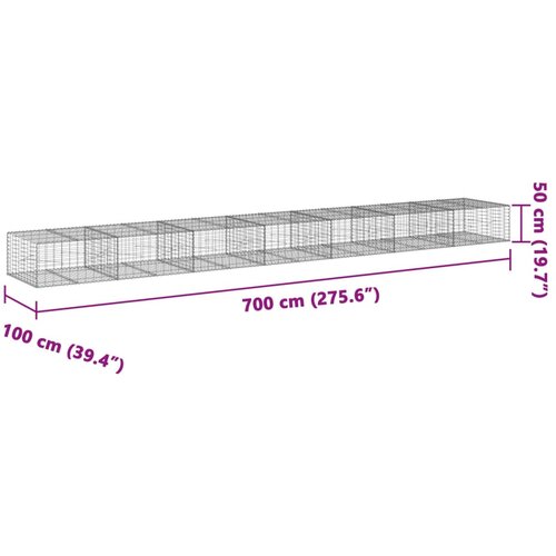  Gabionska ko&amp;scaron;ara s poklopcem 700x100x50 cm pocinčano željezo Slike