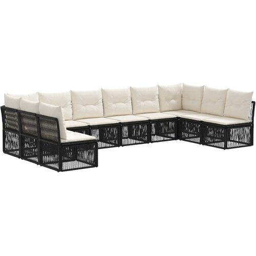 vidaXL Vrtna sedežna garnitura 10 pcs Črna poli ratan, (5000270305) Cene