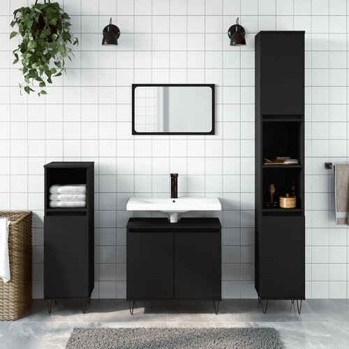vidaXL Kupaonski ormarić crni 58 x 33 x 60 cm od konstruiranog drva Cijene