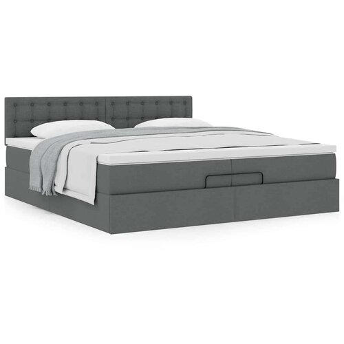 VidaXL Otomanski krevet s madracem tamnosivi 200x200 cm od tkanine Slike