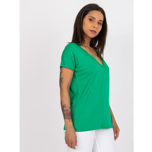 Fashion Hunters Dark green women's t-shirt with Aileen lace Slike