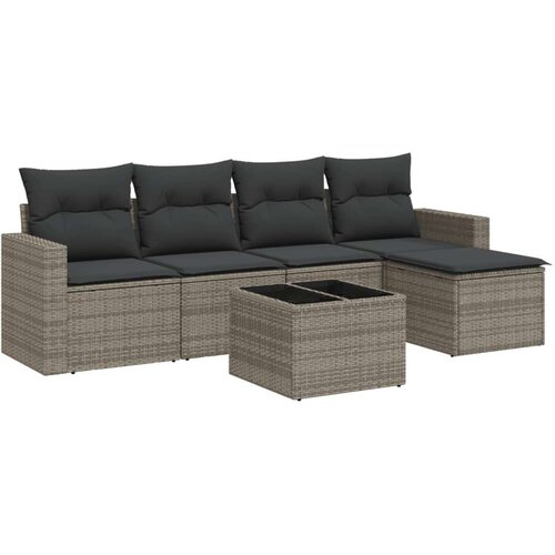 vidaXL 6-dijelni set vrtnih sofa od poliratana s jastucima sivi Cene