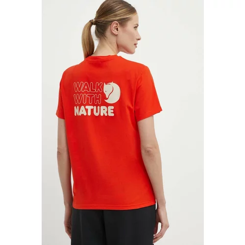 Fjallraven Kratka majica Walk With Nature ženska, oranžna barva, F14600171