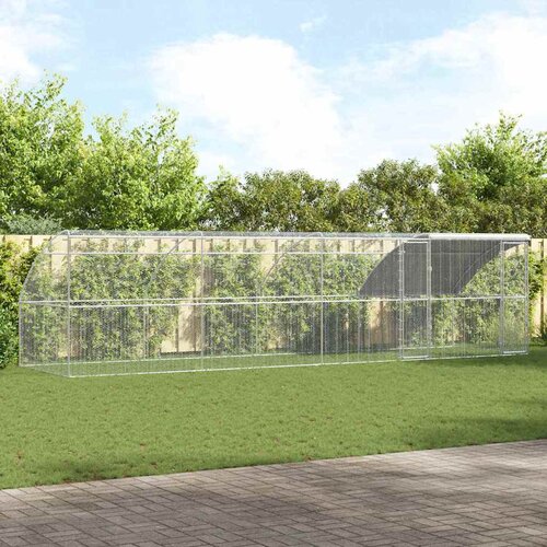 VidaXL Kletka za pi&amp;scaron;čance srebrna 800 x 200 x 198.5 cm Pocinkano jeklo Slike