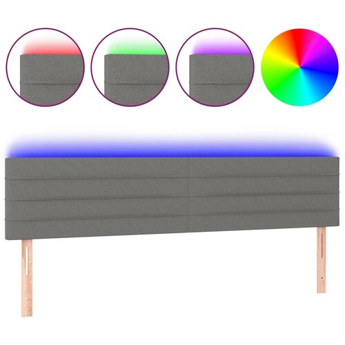 Maison Chic led posteljno vzglavje - vzglavna omarica - nočna omarica temno sivo 200x5x78/88 cm blago, (21712838) Slike