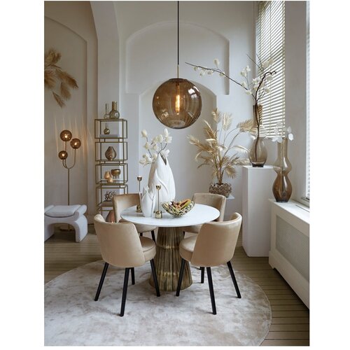 Light &amp;amp; Living Bela/bronasta okrogla jedilna miza z mizno plo&amp;scaron;čo v marmornem dekorju &amp;oslash; 100 cm Leyda &amp;ndash; Slike