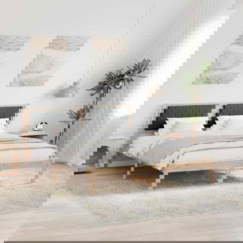 vidaXL Krevetni okvir s tapiciranim uzglavljem Tamno siva 160 x 200 cm Cene