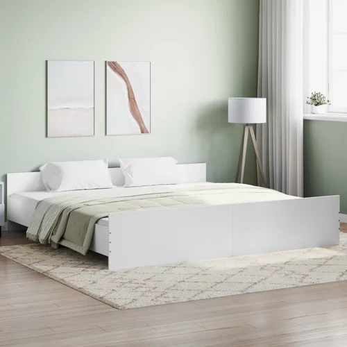 vidaXL Okvir kreveta s uzglavljem i podnožjem bijeli 180 x 200 cm