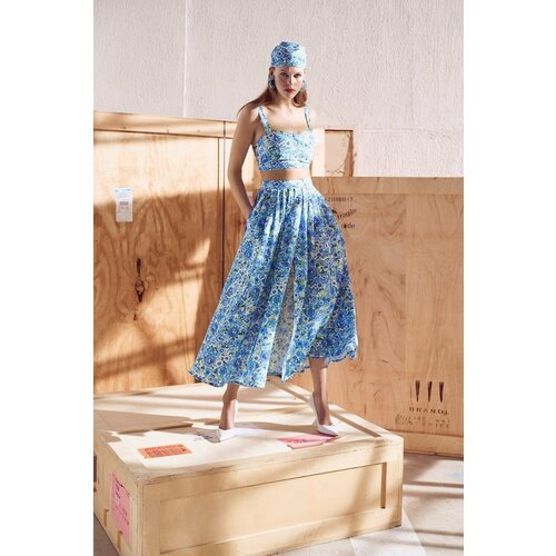 Koton Floral Midi Skirt with Pockets Slike