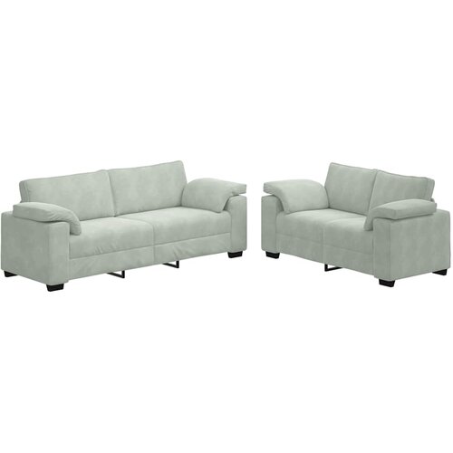  Dvodijelni set sofa s jastucima, svijetlo sivi bar&amp;scaron;un Slike