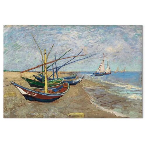  Slika - Vincent van Gogh – Fishing Boats on the Beach 120x80 Na talijanskom platnu Cene