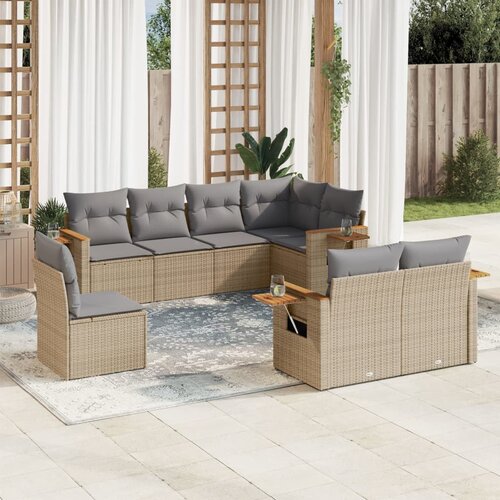 vidaXL 8-dijelni set vrtnih sofa od poliratana s jastucima bež Cijene