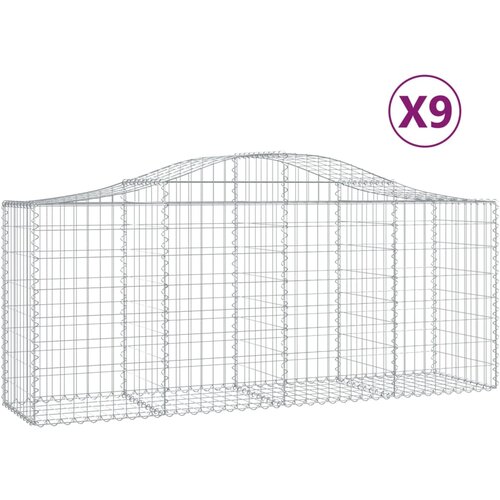 vidaXL Obokane gabion košare 9 kosov 200x50x80/100 cm cinkano železo, (20758322) Cene