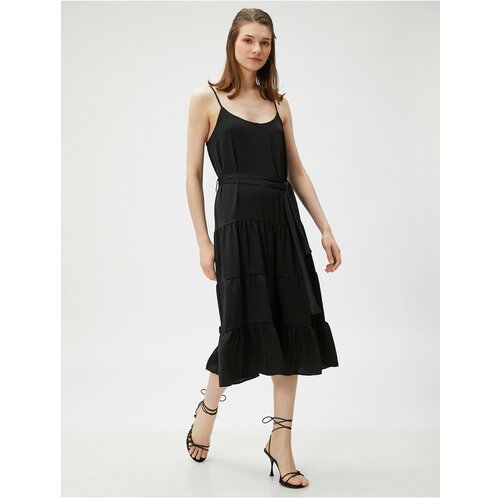 Koton Tiered Midi Length Dress With Strap Belt Slike
