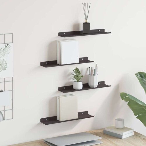  Polica na zidu s policom Zidne 4 pcs Crna 40 x 9 x 2 5 cm - Crna 40 x 9 cm 4 Cijene