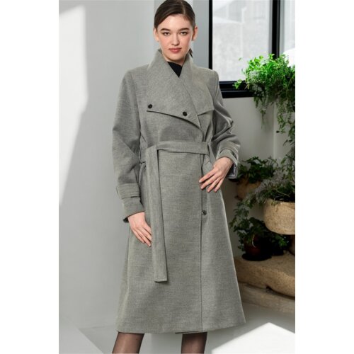 Dewberry Z6645 WOMEN&amp;#039;S COAT-PLAIN GREY Slike