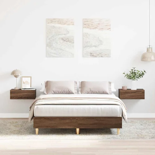 vidaXL Posteljni okvir brez vzmetnice hrast 140x190 cm inženirski les vidaXL Posteljni okvir brez vzmetnice hrast 140x190 cm inženirski les
