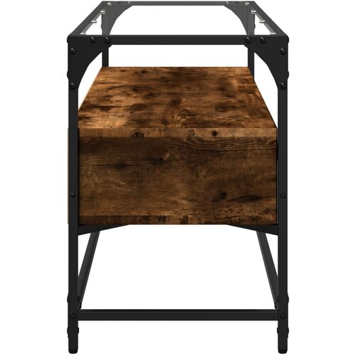 TV ormarić sa staklenom povr&amp;scaron;inom boja hrasta 98x35x51 cm drvo Smeđa Slike
